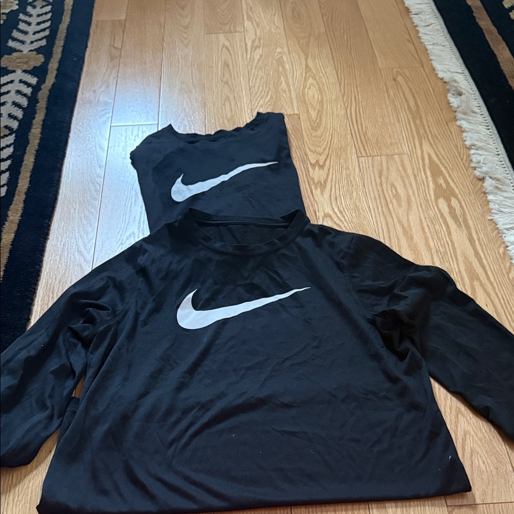 Nike Black Tees with Iconic White Swoosh - Picture 2 of 3
